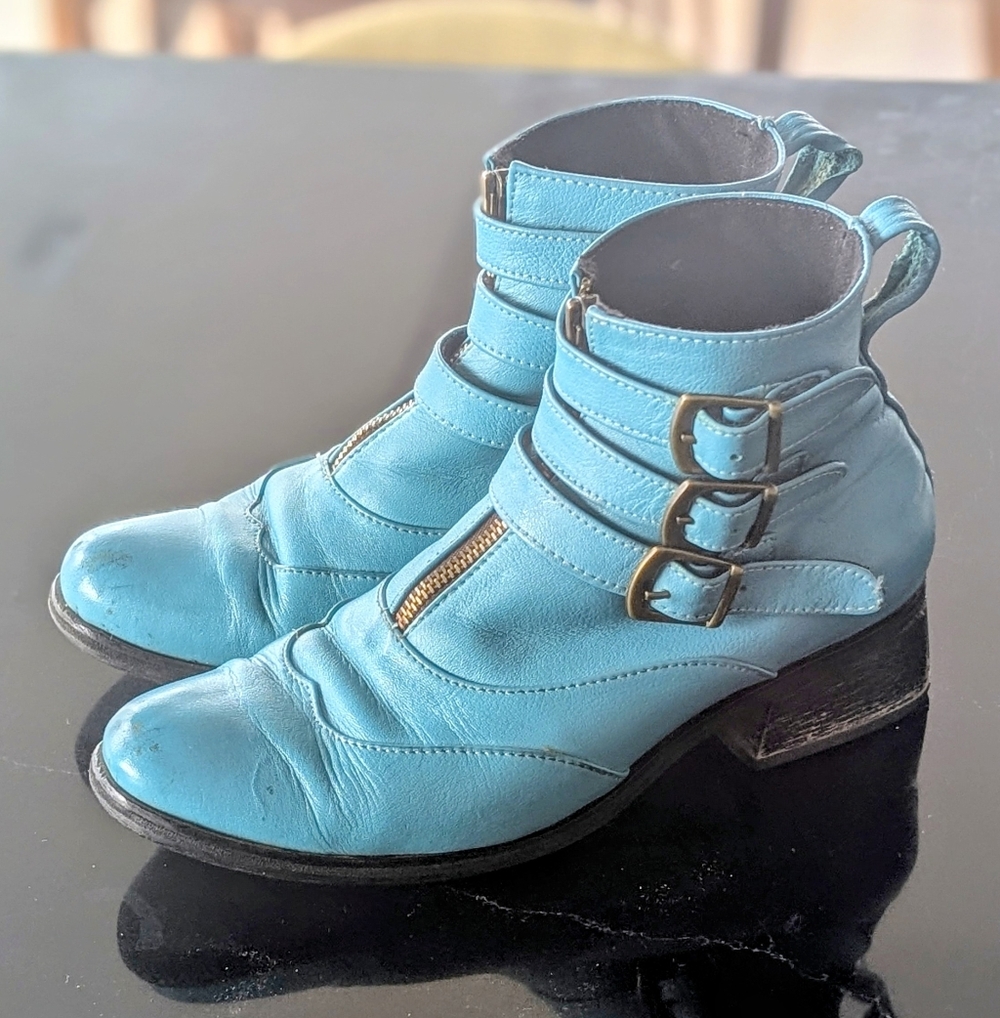 Turquoise Winklepicker Ankle Boots